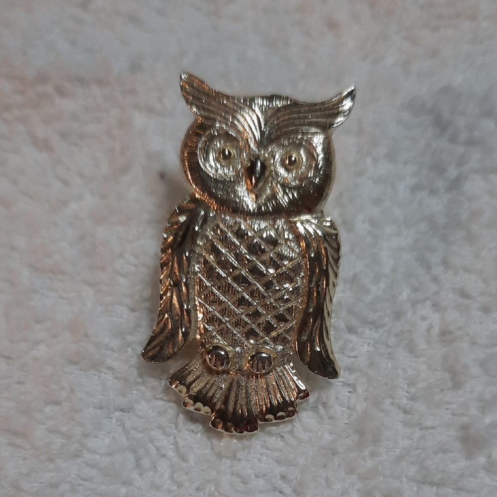 Charming Gold-Tone Owl Brooch